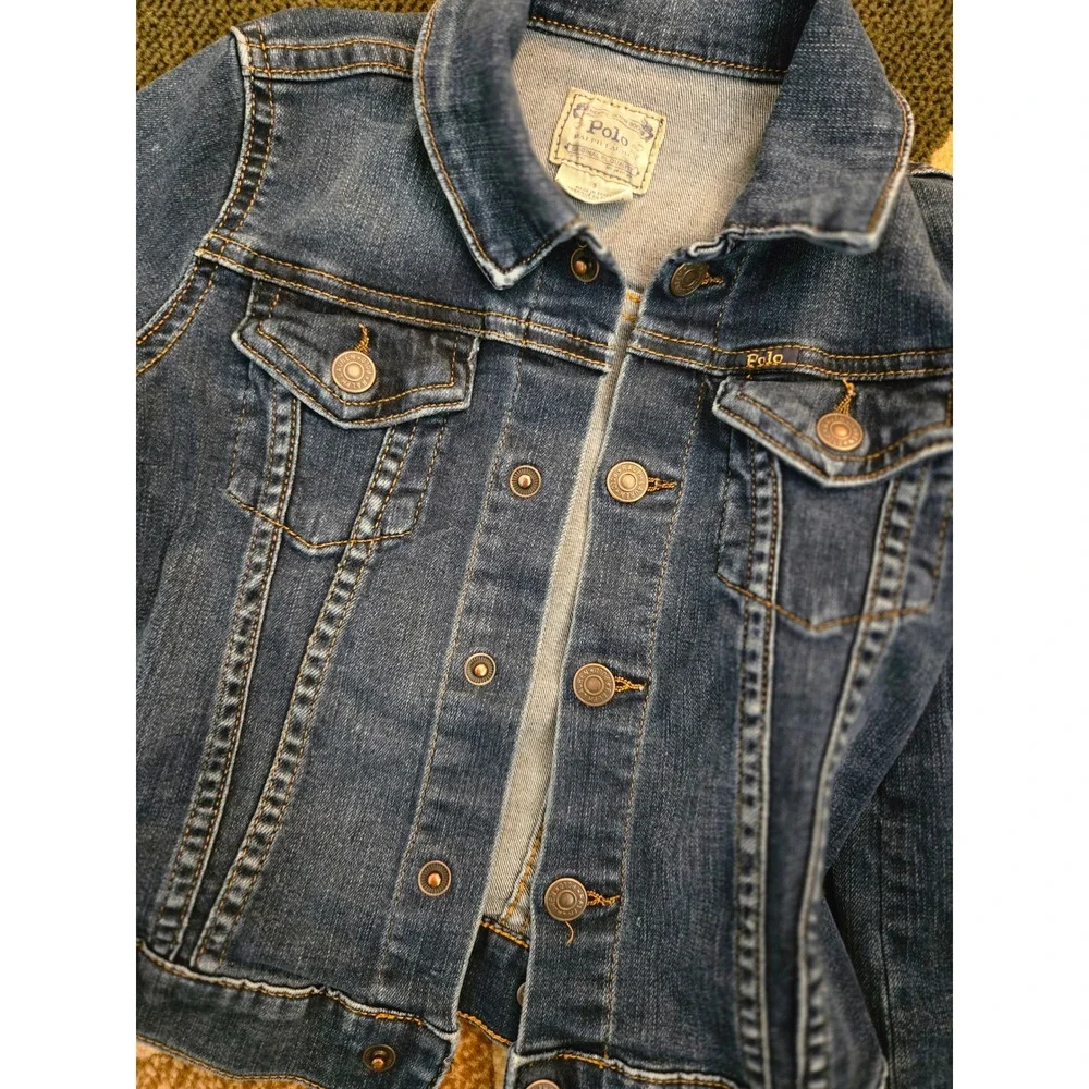 Polo Ralph Lauren Kids Denim Jean Jacket Size 9 Blue Authentic snap Front - Picture 4 of 6